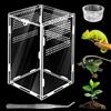 PRITOK - Set terrario per rettili a 360°, terrario, in acrilico, per rettili e anfibi, habitat portatile per spide, scorpione, coleottero, adoratrice, 20 x 12 x 12 cm
