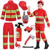 Hamanasu Costume da Pompiere Per Bambini Vestito Pompiere Bambino Pompiere Giochi di Ruolo Costume Vestito Carnevale Con Accessori di Pompieri Per Feste In Maschera Carnevale Halloween 3 4 5 6 7 8 Anni