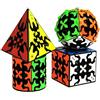 Yealvin Gear Cube Set, Magic Cube Bundle di Gear Pyraminx Cube 3x3 Gear Cube Gear Cube Cilindrico e Ball Cube Speed Cube Puzzle Cubes 4 pezzi