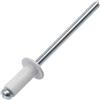 AERZETIX - Set di 60 rivetti ciechi Ø4x10 mm con testa piatta RAL 9010 Bianco | in alluminio/acciaio | per assemblaggi metallici rapidi e fissaggi estetici