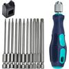 UHETLET 12 Pezzi Set di Punte per Cacciavite Torx da 1/4 100 mm T6-T40 Punte Magnetico per Cacciavite in Acciaio S2 Punt e per Cacciavite a Stella Torx Punt e Tor x per Avvitatori a Percussione