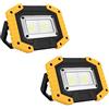 LEVADA PLUS Lampada da Lavoro LED COB Ricaricabile 30W - 1500 Lumen, Batteria 6000mAh, IP65 Impermeabile - Ideale per Campeggio, Escursioni ed Emergenze (confezione da 2)
