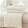WONGS BEDDING Morbida coperta per divano, coperta in lana, 150 x 200 cm, coperta in pile, coperta da soggiorno, morbida e calda, per letto, divano, bianco e crema