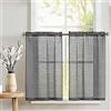 TOPICK Tende a pannello, grigio trasparente, stile rustico, da bistrò, con motivo a croce, semi sheer, tenda corta, per cucina, soggiorno, casa di campagna, set da 2 pezzi, 60 cm, grigio