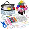 WUSUPU Uncinetto Set,105 pezzi Kit Uncinetto Principianti,set di uncinetti con 18 lana,Kit Principianti,accessori all'uncinetto,uncinetti ergonomici con manico morbido e ago in metallo, 2,0 - 10 mm