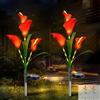 JIMACRO 2 Pcs Luci Solari da Giardino Fiore,32 LED Lampada Solare da Giardino, Impermeabile Luci Solari da Giardino Decorative Per /Cementi/Terrasse/Patio/Pelouse (Rosso)