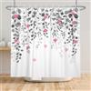 Bovlleetd Tenda da Doccia Piangente Fiore (175x178cm) Grigio Rosa Foglie Botanico Agriturismo Floreali Bagno Doccia Tenda Impermeabile Tessuto Pianta Tenda da Doccia per il Bagno