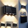 YrgePowk 1 Pezzi Luce Solare LED Esterno con 6LED,2000mAh Lampada Solare da Esterno IP65 Impermeabile Applique da Esterno 3000K Bianco Caldo Luci Solari per Giardino, Balcone, Garage