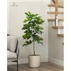 Leflos Albero di fico artificiale per interni, 1,2 m, pianta di fico finto con frutta, albero di ficus tropicale finto in vaso bianco da 122 cm, bella decorazione per la casa e l'inaugurazione della
