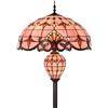 Bieye L30897 Lampada da terra in vetro colorato in stile barocco Tiffany con doppia illuminazione per l'arredamento della casa (rosa, 20 pollici di larghezza)