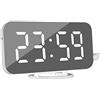 DollaTek Sveglia Digitale - Sveglia Moderna con Porta USB Specchio Digitale Orologio Migliore Orologio Decorativo per Il Tavolo da Pranzo Scrivania - Carattere Bianco