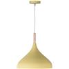 BEL AIR HOME - Lampada a Sospensione Baviera 1xE-27 (LAMPADINA NON INCLUSA) Diametro 30 cm in Metallo e Legno, Altezza Regolabile (GIALLO)