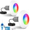 LyLmLe Faro Piscina LED con Filettatura Esterna 2, 15W Proiettore Piscina RGB Multicolore con Controller, Ø190mm, 12V AC Lampada per Piscinas Prefabbricate Vetroresina Fuori Terra Acciaio, Set 2
