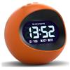 Newgate® Centre of the Earth sveglia | Orologio LCD digitale retro rotondo | Arancione | Ideale per comodino, scrivania o scaffale | Accessori retrò da letto e ufficio