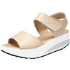 Mesing Sandali con Zeppa Donna Estivi Comode Pelle Platform Sandalo Eleganti Strappo Plateau Scarpe con Tacco Wedges per Camminare Beige EU38