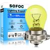 SOFOC P26S 12V 15W Lampadina Alogena per Faro & Antinebbia Moto 3000K Giallo Contatto Singolo Adatto Scooter Ciclomotori E-Bike 1Pcs