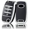 OFF WE GO Custodia Chiave per Kia Guscio Auto Copertina Chiave Macchina per Carens Rio Sedona Forte Cerato/K3 Optima/K5 Sorento Sportage Soul Guscio Cover Portachiavi Custodia, Argento Nero