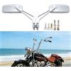 FRICYGAO Specchietti Retrovisori Rettangolari Cromati 8mm 10mm con Lenti Blu, per Harley Davidson Softail Sportster, Honda, Bobber Cruiser Chopper Scooter Touring Sport Bike ATV
