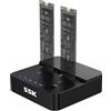 SSK M.2 NVMe SATA SSD Clonazione Docking Station, 20Gbps USB 3.2 Gen 2x2 Hard Disk Docking Station Dual Bay M.2 SSD Case Adattatore USB per lettore SSD PCIe M-Key con funzione clone offline