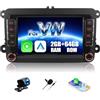 Zomolither 2+64G Android 15 Autoradio per VW Golf 5 6 Polo Passat Seat Touran Skoda Tiguan con Doppio DIN 7'' con CarPlay, Android Auto, Navigatore GPS, WiFi, EQ, Mirror Link, FM/RDS, USB, SWC