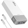 JUOVI Power Bank 20000mAh Portatile, 45W Powerbank Caricatore Portatile Ricarica Rapida, Batteria Portatile con Display Digitale USB C In&Out Compatibile con Phone, Laptop, Tablet PC J2621 (Bianco)