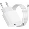Generico Caricatore USB-C 20W Ricarica Rapida Power Delivery, Alimentatore da Muro Compatibile con iPhone 15/14/13/12, Galaxy S23/S22, iPad e Dispositivi USB-C - Presa EU, con Cavo 1m