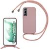 SLWYF Custodia per Samsung Galaxy S22 Plus Cover con Cordino, Silicone Antiurto TPU Morbido Corda Collana Necklace Regolabile Stylish con Catena Ultra Sottile Cover Case, Rosa sabbia