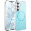 IMEIKONST Cover Magnetica per Samsung Galaxy S26 Plus [Compatibile con MagSafe], Custodia Trasparente Glitter Brillantini Antiurto per Donne e Ragazze Case per Samsung S26 Plus. Verde JXSF