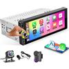 Fuluku Senza Fili Carplay Android Auto Autoradio 1 Din, 6.9 Pollici Schermo Tattile 1 Din Stereo Auto Bluetooth/USB/Type-C/Mirror Link/FM RDS/SWC/EQ/Telecamera Posteriore/MIC