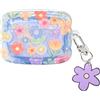 Newseego Custodia per Airpods Pro 2 Generazione Cover per Ragazze Donne, Cornice a Onde con Motivo a Fiori Carino Cover in TPU Antiurto Protezione Completa con Portachiavi per Airpods Pro 2 Custodia