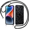 Coiwxmoi Cover Magnetica per iPhone 15 6,1 con Cordino, Compatibile con MagSafe, Aesthetic Leopardata Disegno Custodia con Corda Collana, Traslucida Matte Silicone TPU Hard PC Antiurto Case, Nero 2
