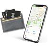 KZO Smart Air Tag Card Ricaricabile Wallet Tracker, Localizzatore GPS Funziona con Apple Dov'è (Solo iOS), Impermeabile IP68, per Bagagli/Portafogli/Passaporti/Chiavi, Nero, 2 Pack