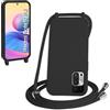 WenBaby Cover Compatible con Xiaomi Redmi Note 10 5G,Cellulare Girocollo Custodia con Cordino TPU Corda Silicone Case Bumper Custodia, Nero