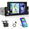 Motorsi 1 Din Bluetooth Autoradio con Wireless Carplay Android Auto, 5,9 Pollici 2.5D IPS Touchscreen Radio Auto con Schermo, Stereo Auto Supporto MirrorLink/FM/EQ/USB/Type-C/SWC + Telecamera