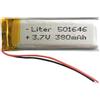 Liter energy battery Batteria 501646 LiPo 3.7V 380mAh 1.406Wh 1S 5C Liter Energy Battery per l'elettronica Ricaricabile Telefono Portatile Smartwatch Orologio GPS - Non adatto per Radiocomando 48x16x5mm (380mAh|501646)