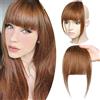 SEGO Frangia Capelli Veri Clip Frangetta Extension 100% Remy Human Hair Bang Naturali Posticci Una Fascia #6 Marrone Chiaro
