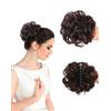 SanKristo Posticcio con Pinza Elastico per capelli Chignon spettinato Disordinato Messy Gonfio Extension naturali clip sintetici ricci Pieces Coda di cavallo ondulata Accessori finti donna, Marrone