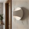 Applique Tonda da Parete 2xG9 Rigata in Gesso Pitturabile