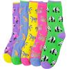 GIEEU Confezione da 5 calzini da donna con simpatici animali, motivo fenicottero, giraffa, panda, calzini in misto cotone, calzini morbidi in cotone pettinato, taglia unica, calzini casual divertenti