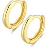 Candyfancy Orecchini a Cerchio in Argento 925 Placcato oro Donna Uomo 8mm Semplici Piccoli Cerchi per Cartilagine Trago Elica Anello Orecchio Huggy Creolo