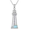 BETHZA Collana con ciondolo a forma di faro, in argento Sterling 925, con pietra preziosa di Larimar blu, idea regalo per donne