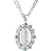 HZMAN Collana da preghiera con ciondolo a forma di cuore placcato oro 14 carati con ciondolo a forma di cuore Vergine Maria Amuleto Nostra Signora di Guadalupe Multicolor Cubic Zirconia Donne Figlia