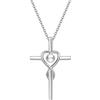 FANCIME Croce Ciondolo Collana Infinito Cuore Gioielli per Donna in Argento 925 con Perla Naturale - Catena Lunghezza: 40 + 5 cm