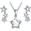 Yumilok, collana da donna con ciondolo a forma di stella o pentagramma e luna con zirconi e orecchini a cerchio, set regalo per donne e ragazze in argento