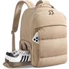 bagsmart Zaino da viaggio da donna, 30 l, zaino da viaggio per aerei, zaino da palestra con scomparto per scarpe, borsa da viaggio leggera per 15,6 pollici, impermeabile, cammello