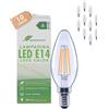 greenandco 10 lampadine a filamento LED | trasparenti | E14 C35 | 3,8 W 806 lm | sostituisce 60 W | 2700 K bianco caldo | 320° | 230 V | senza sfarfallio | Classe energetica A | non dimmerabile