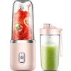 Irishom Frullatore portatile per frullati, con 2 bottiglie da 450 ml, adatto per famiglie, campeggio e sport, rosa