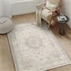 PureCozy Vintage Tappeto Salotto 80x150cm Beige Camera da Letto Antiscivolo Lavabile Tappeti Sala Soggiorno Cameretta Ufficio Grande Carpet Pelo Corto Morbido Rug