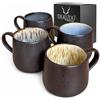 DEKUDÙ Set Tazze Colazione Nere Tazze da The Cappuccino in Ceramica in Gres di Qualità - Realizzata a mano - 4 pezzi 400 ml - Elevata durezza-Lavabile in lavastoviglie microonde -Stile moderno Nero