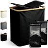 Ribelli Cesto portabiancheria pieghevole da 104 litri, 2 scomparti con coperchio e sacco per la biancheria, grande per lavanderia, bagno, camera da letto, nero